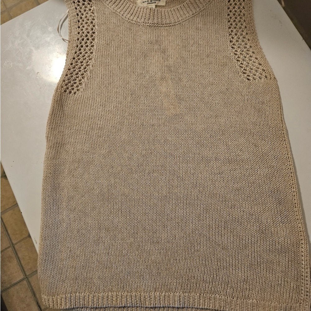 Studio Beige Knit Muscle Tee